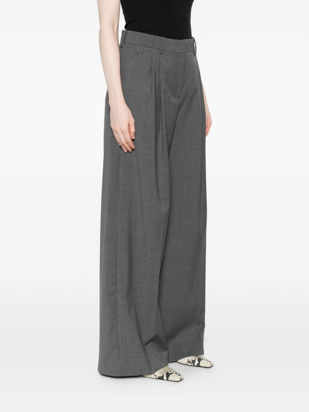pleated wide-leg trousers - 3