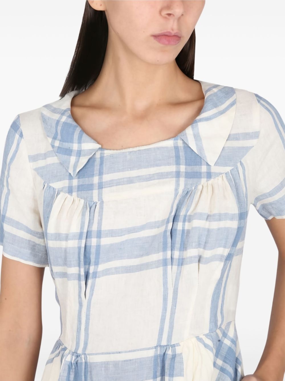 pleated check maxi dress - 4