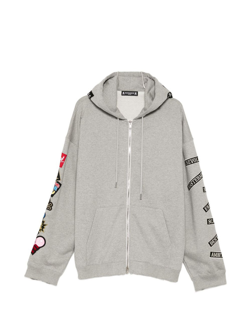 slogan-patch hoodie 1