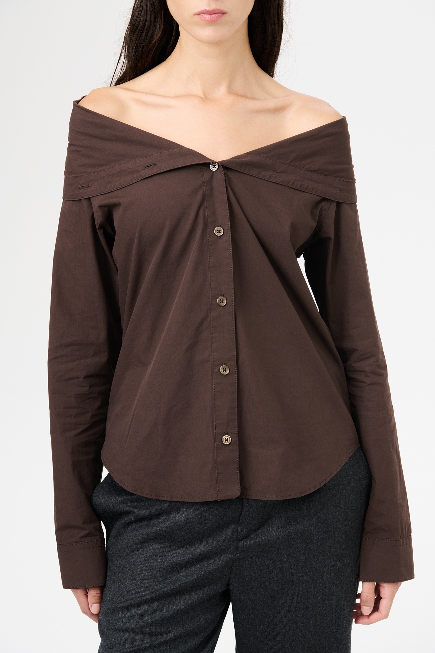 Kaonashi Shirt Hefty Brown Coarse Poplin - 4