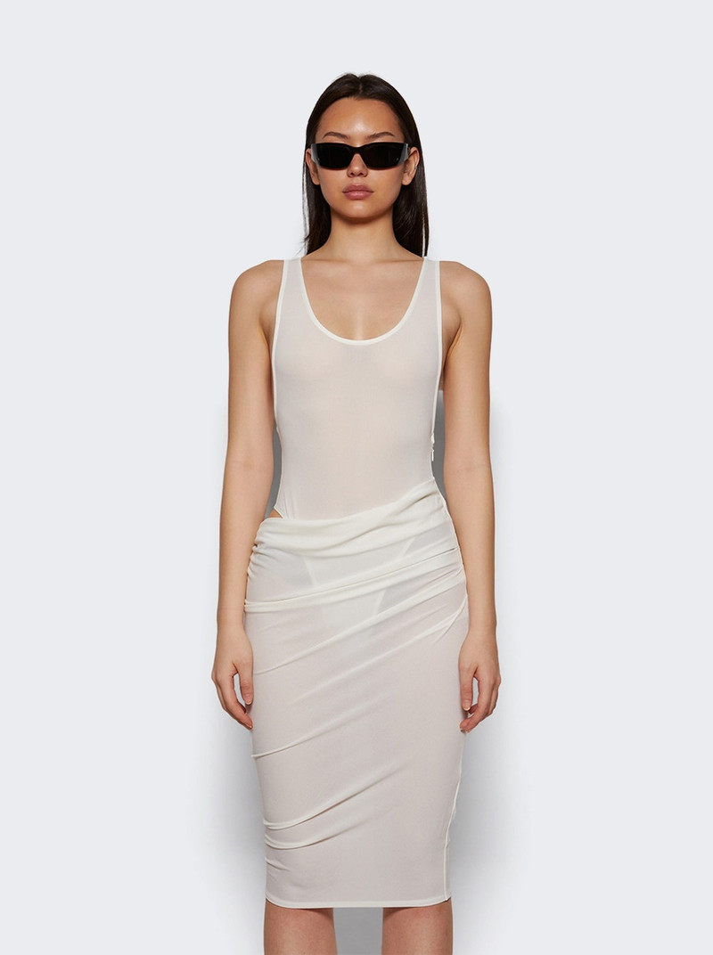 ALEX PERRY Asymmetric Drape Singlet Dress In Crepe Jersey White outlook