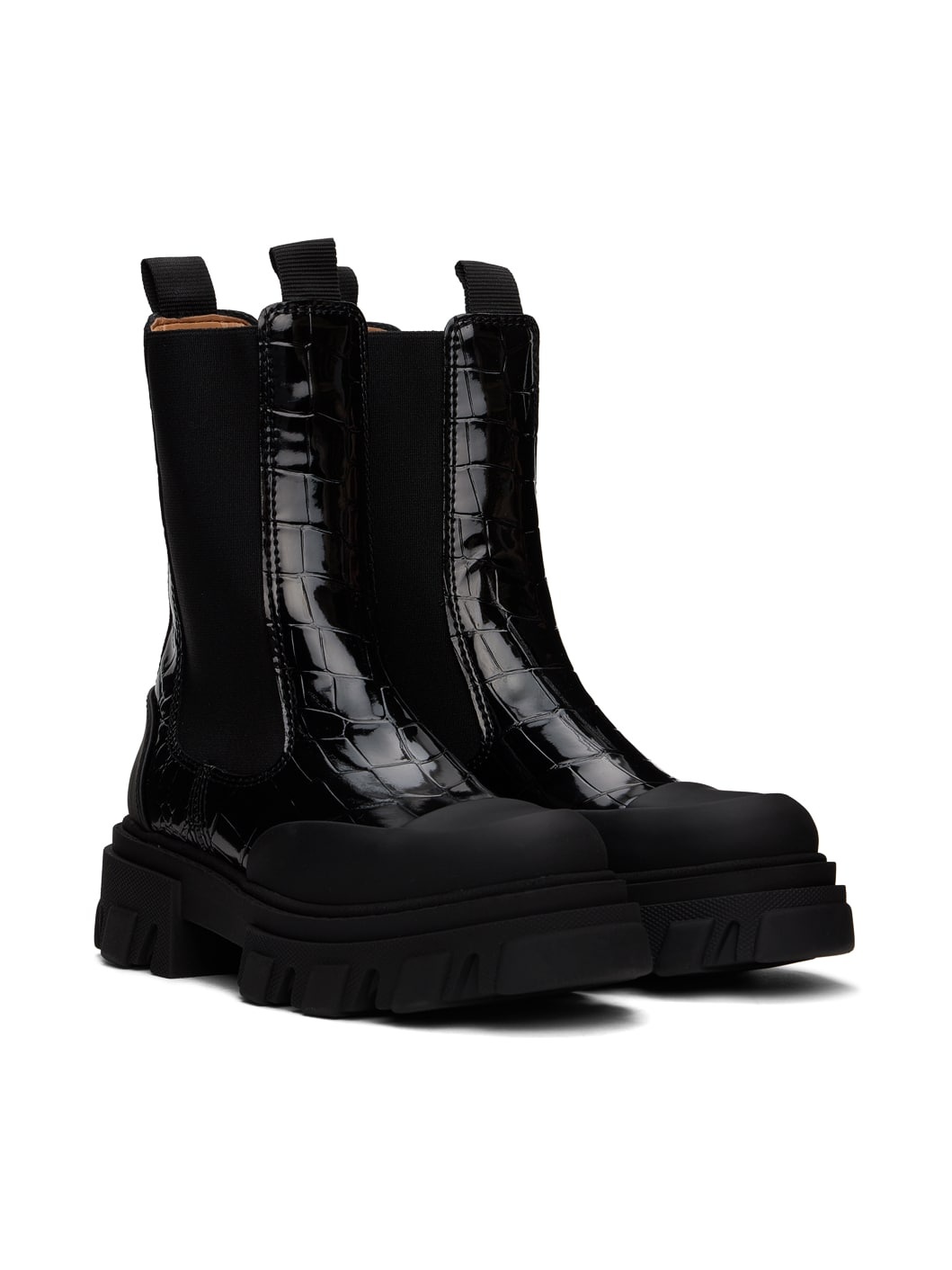 Black Cleated Mid Chelsea Boots - 4