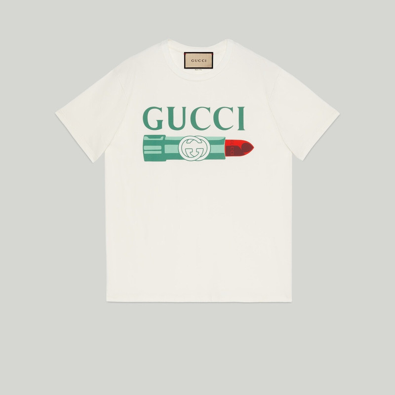 Gucci lipstick print print cotton T-shirt - 1