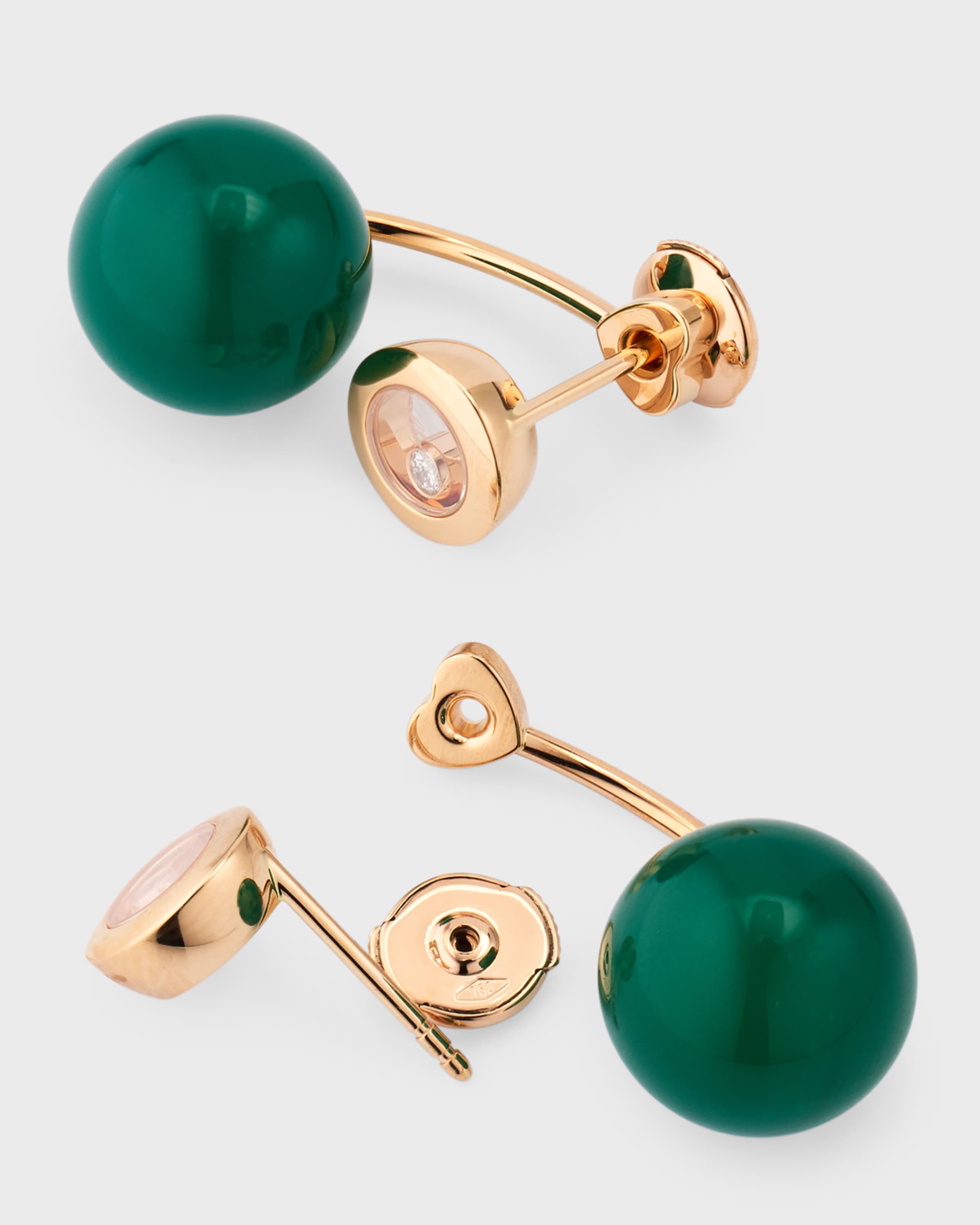 Happy Diamonds Planet 18K Rose Gold and Green Agate Earrings - 3