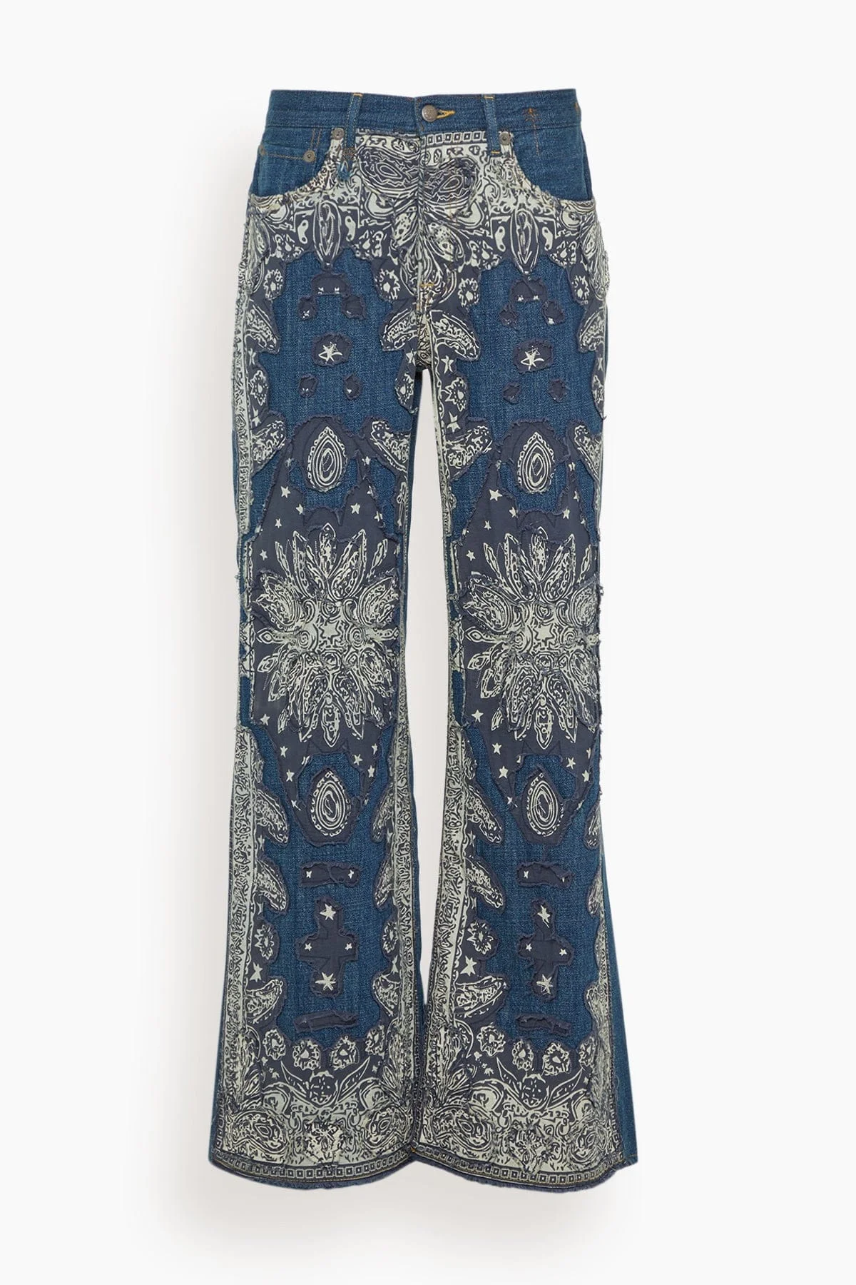 D'Arcy Flare Jean in Blue Bandana Applique - 1