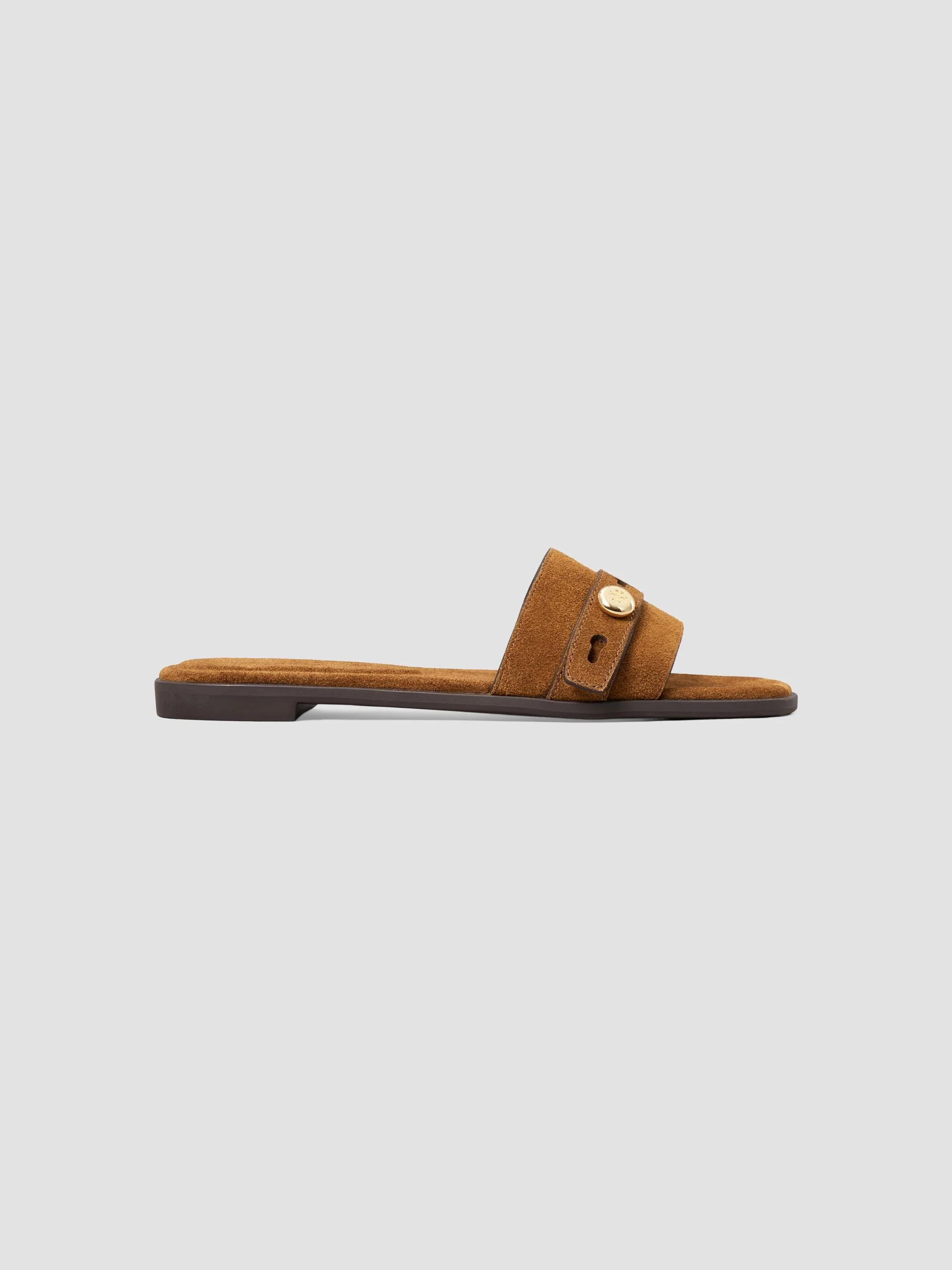 Women's Romy Suede Flat Sandals - Caramel - 1