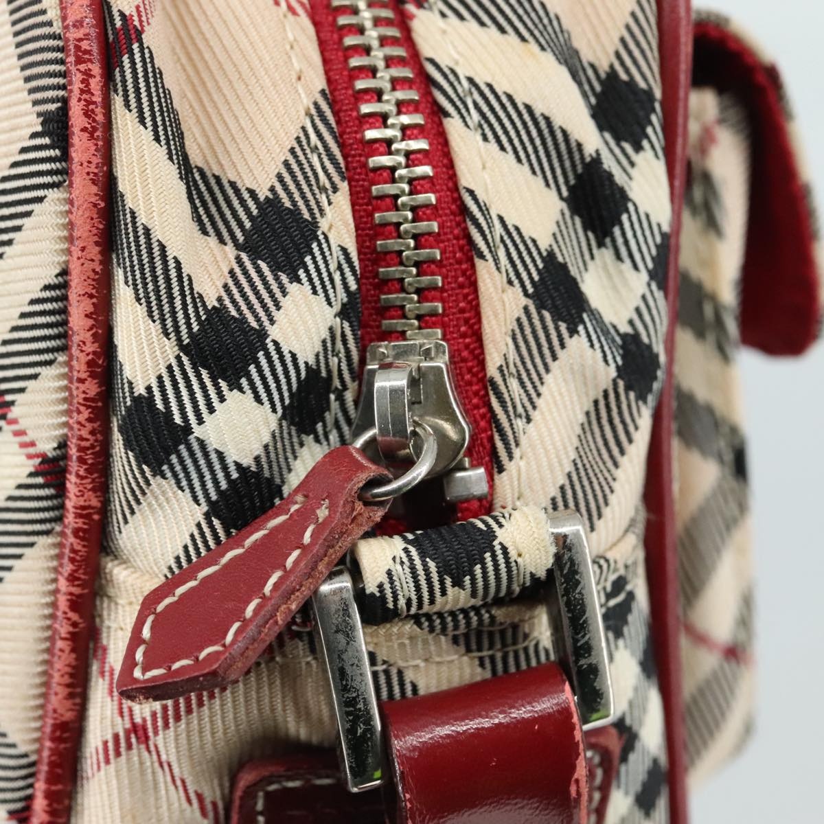 Burberry Nova Check Blue Label Shoulder Bag Nylon Beige Silver - 15