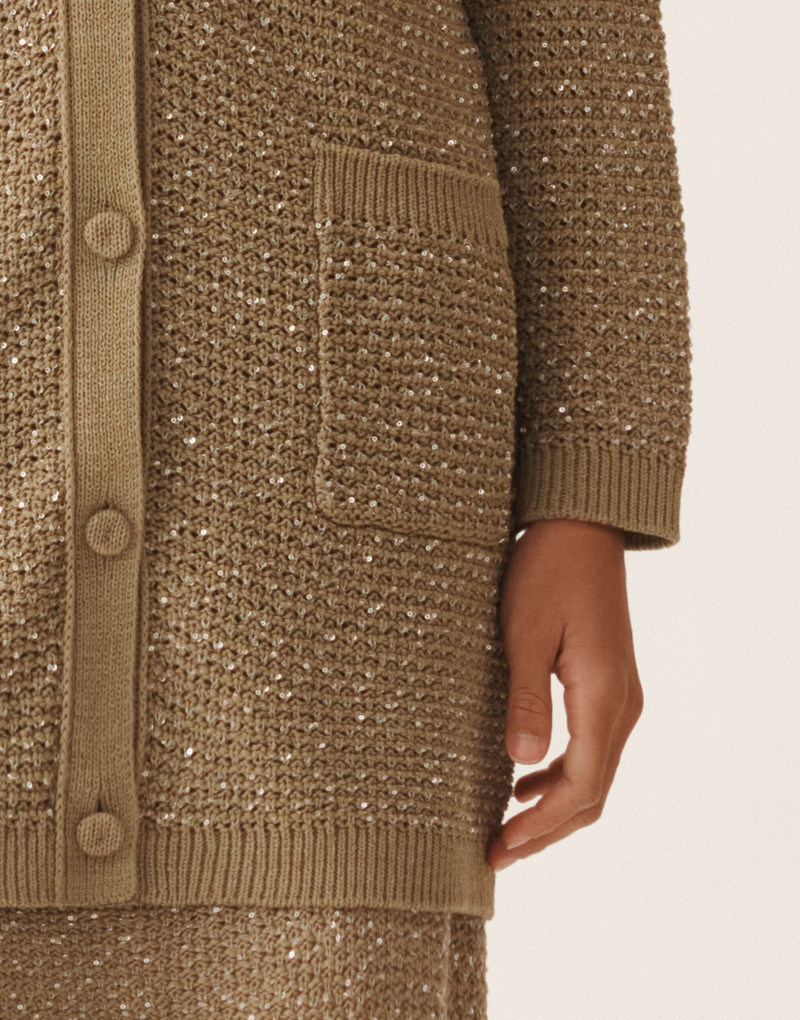 Cotton ribbon cardigan with sequins 5