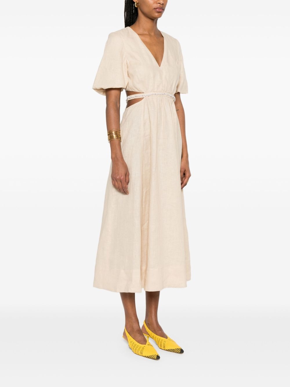 faux-pearl-embellished midi dress - 3
