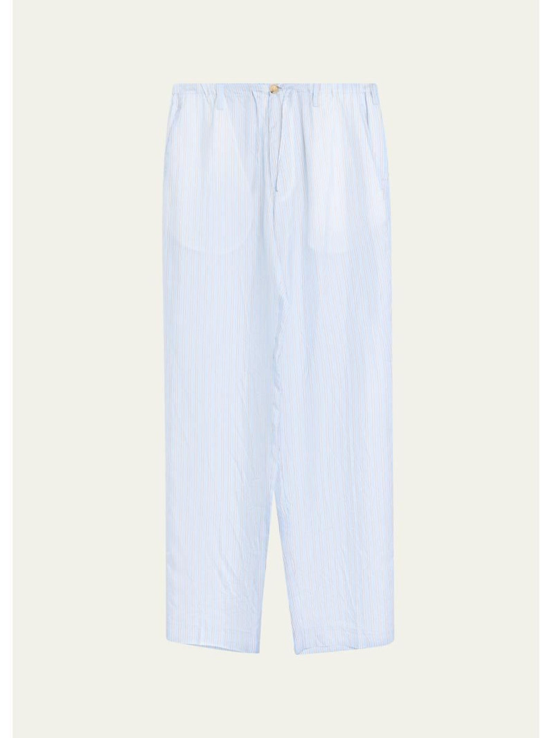 Men's Penny Stripe Cupro Straight-Leg Trousers 1
