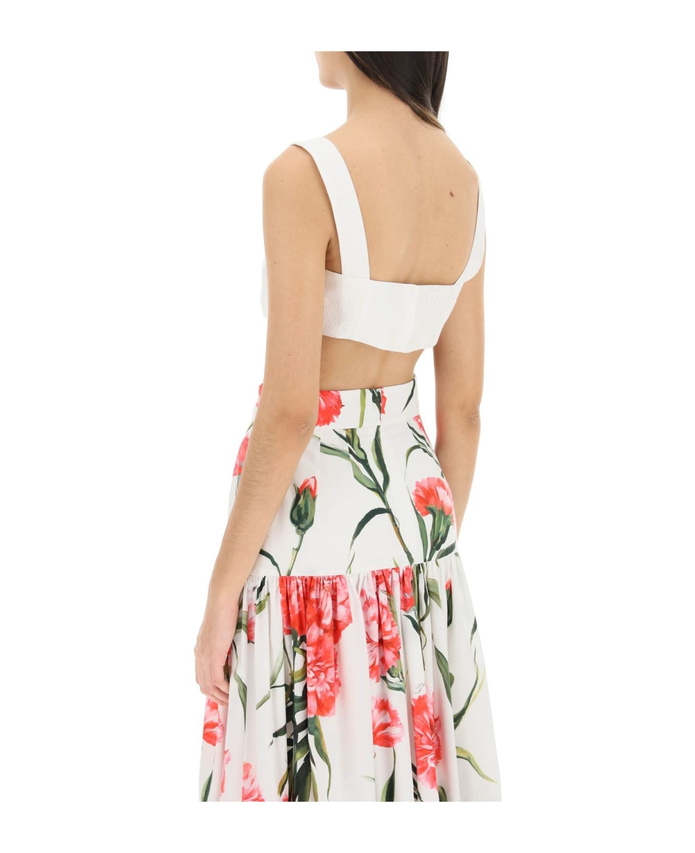 White Cotton Blend Bustier - 3