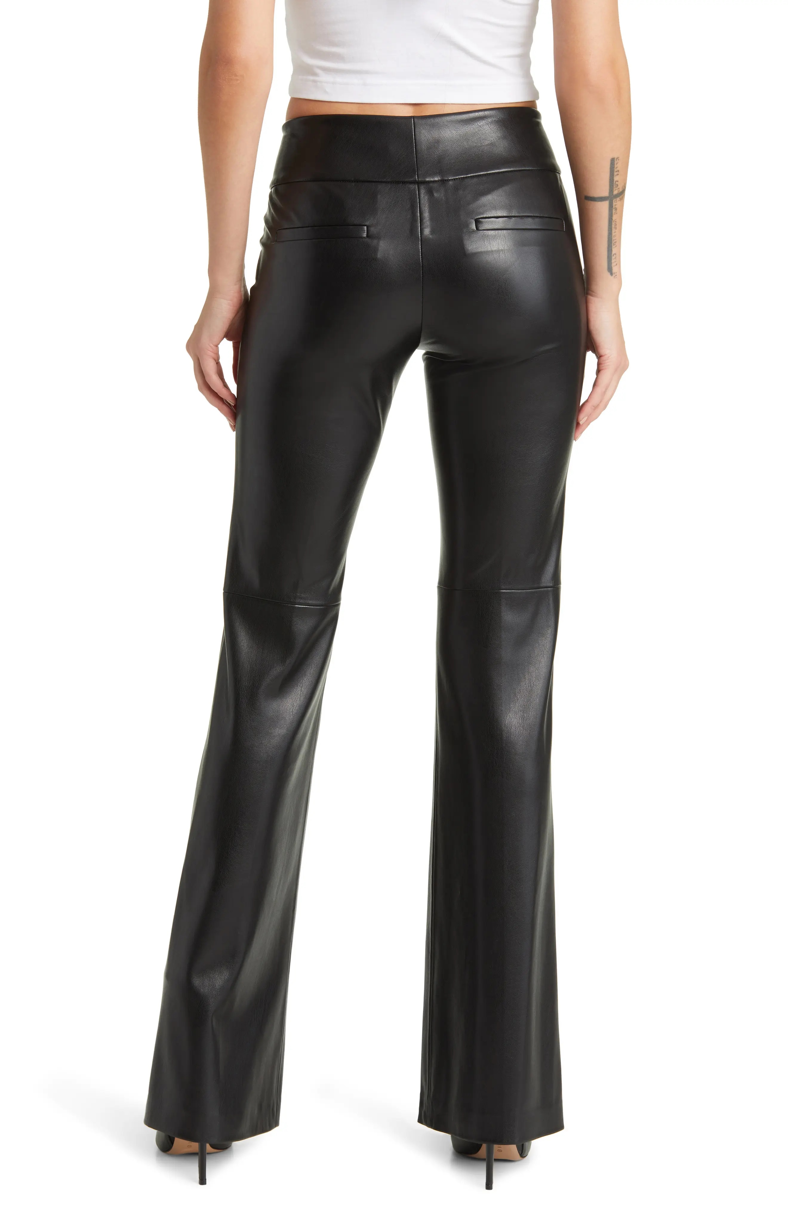 Faux Leather Flare Pants - 2