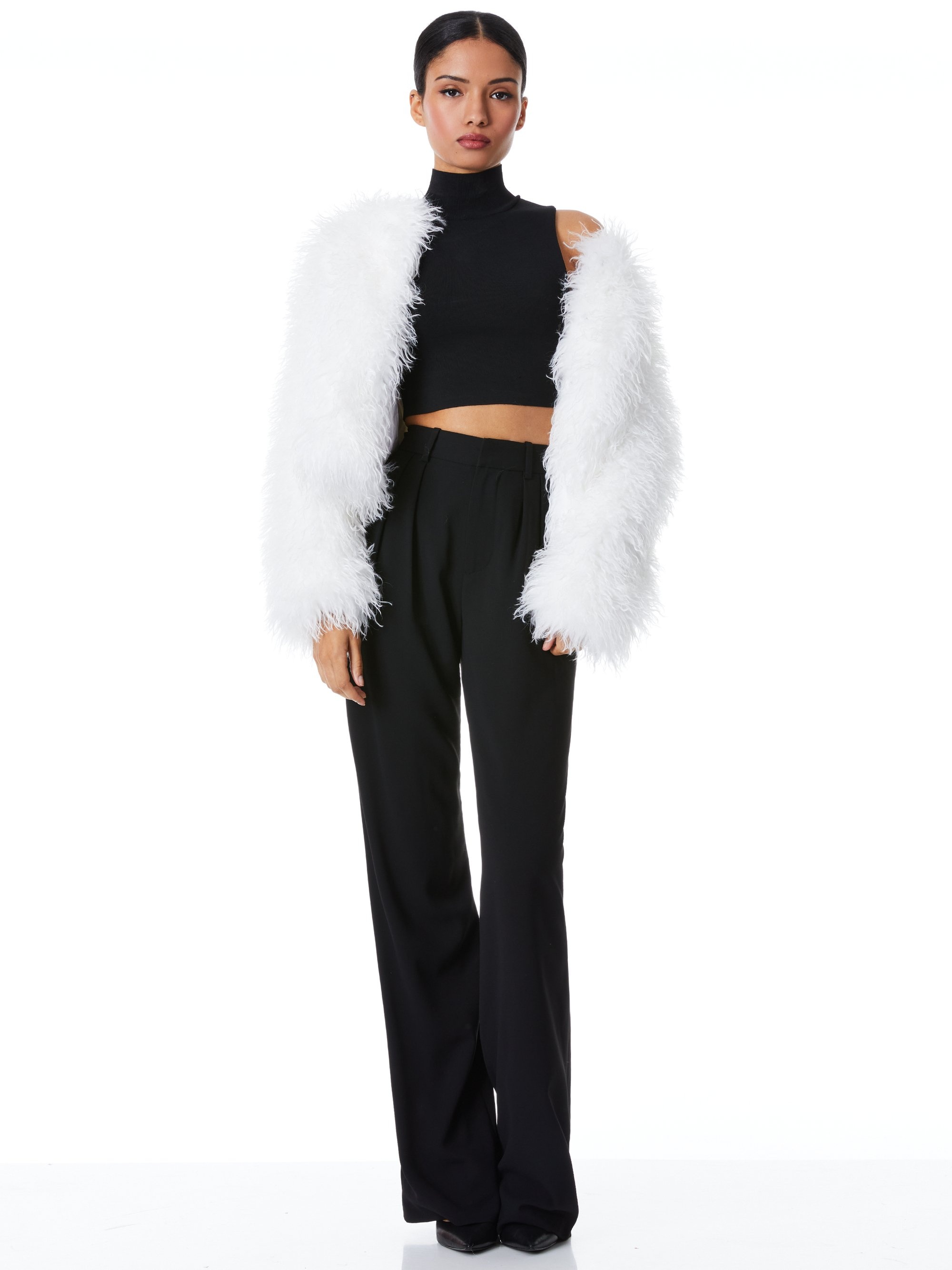JERRIE COLLARLESS FAUX FUR COAT - 6