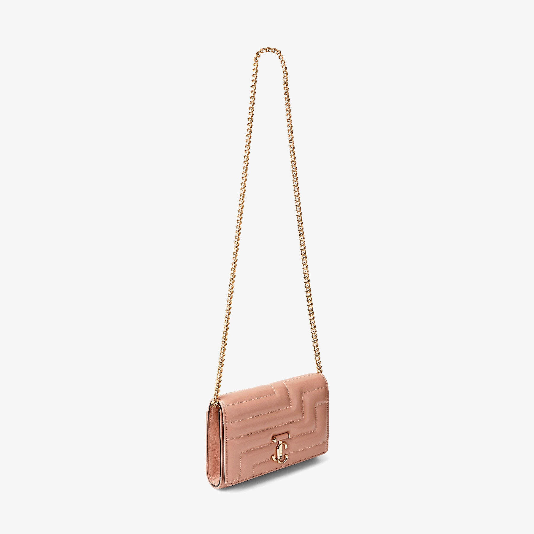 Varenne Avenue Clutch
Ballet Pink Quilted Nappa Leather Clutch Bag with Light Gold JC Emblem - 3