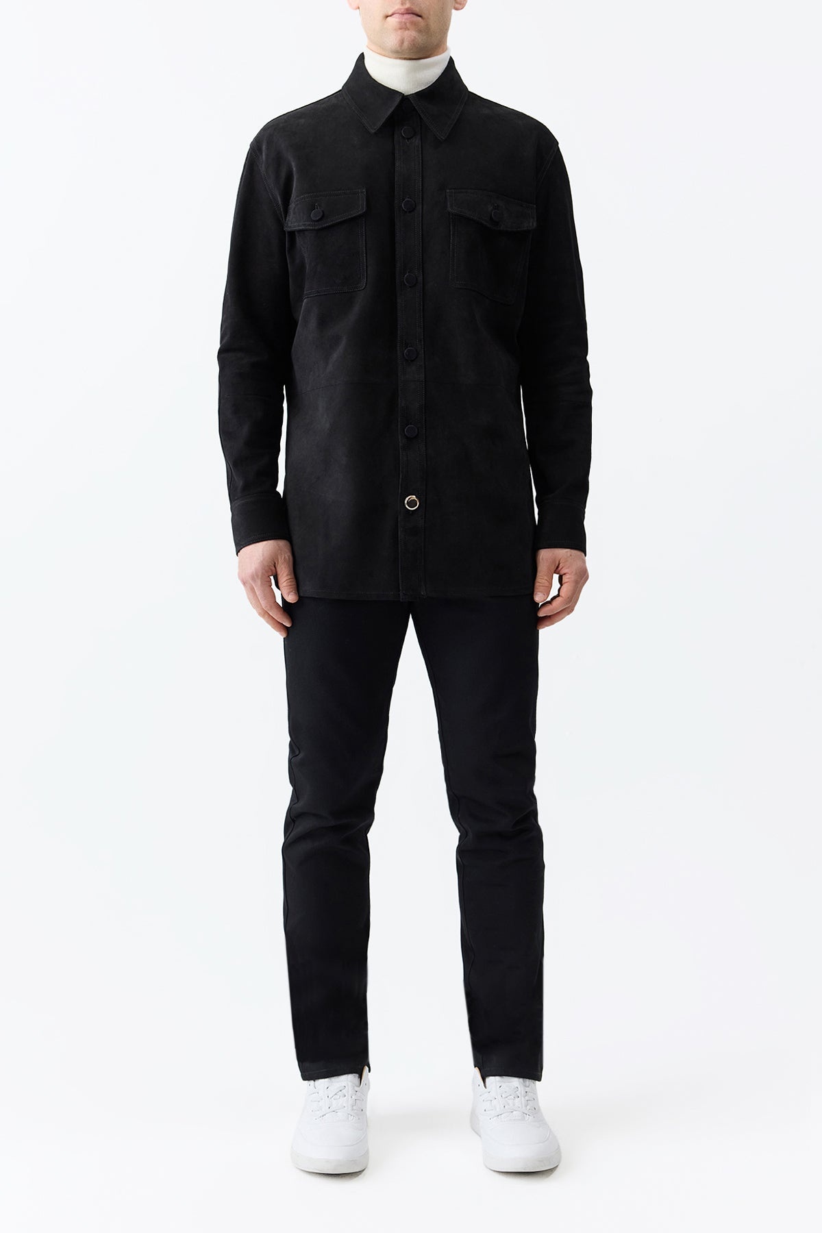 Lucas Overshirt in Black Suede - 4