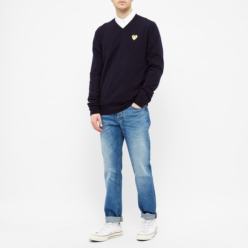 Comme des Garcons Play Gold Heart V-Neck Jumper - 5