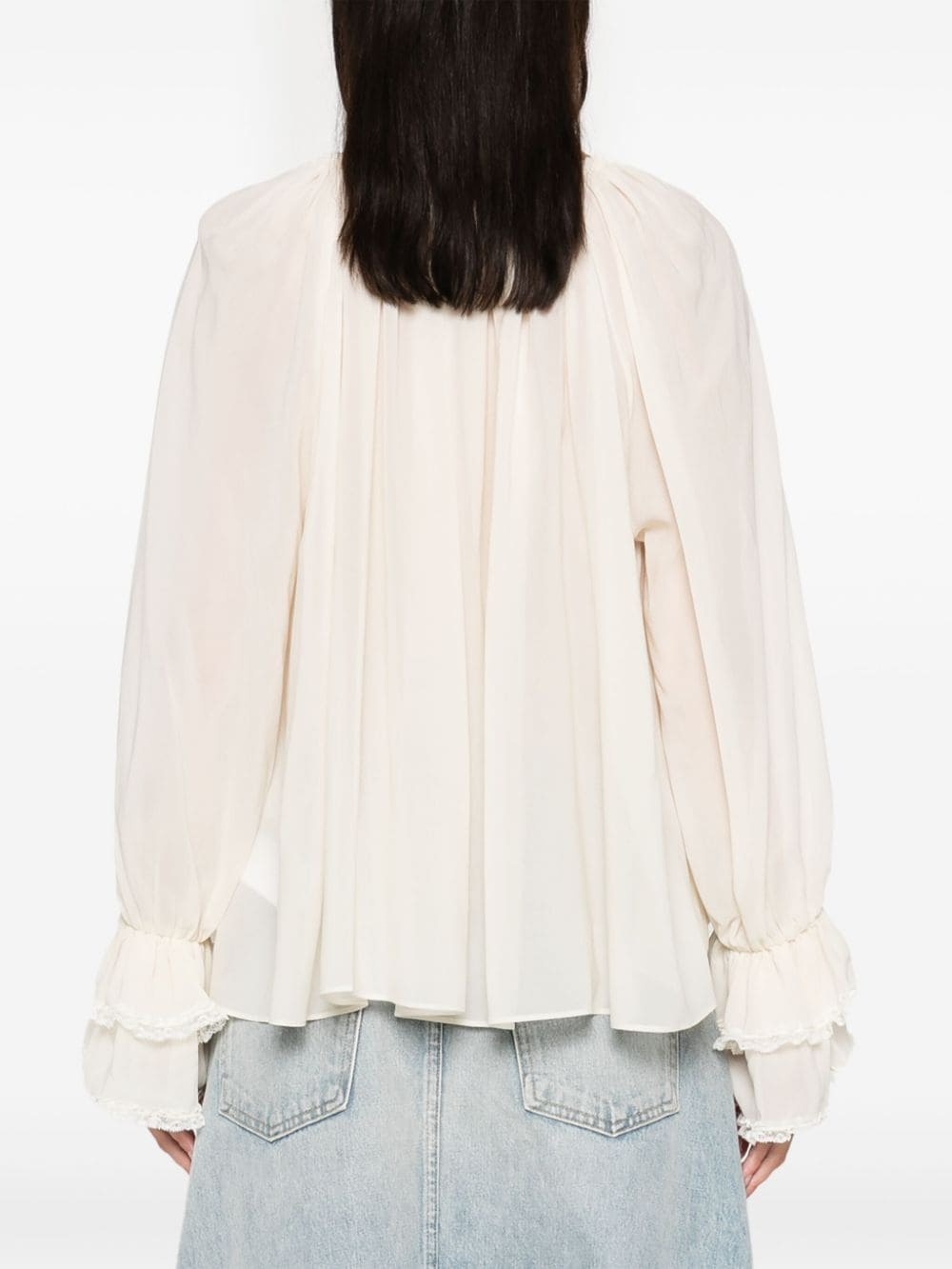 gathered silk blouse - 4