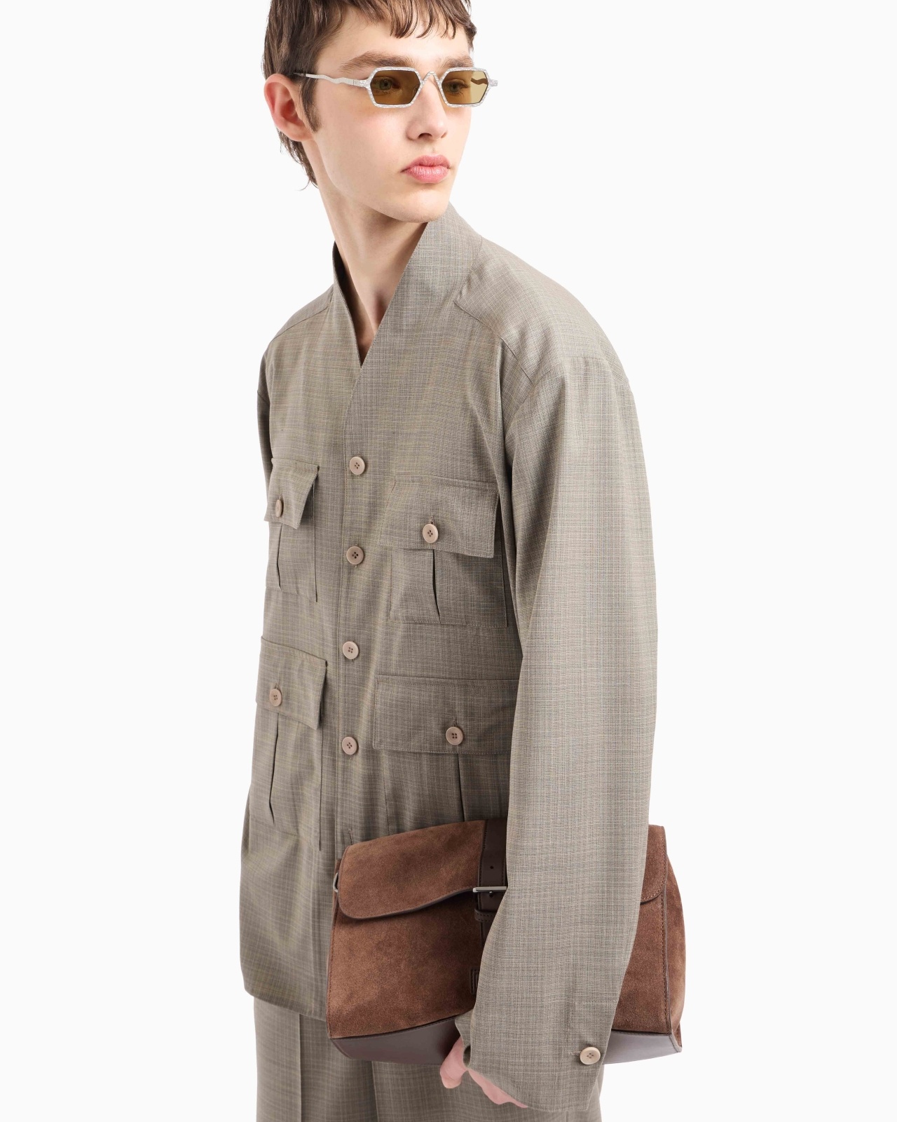 SHIRT JACKET IN TROPICAL LIGHT WOOL CANVAS - 6