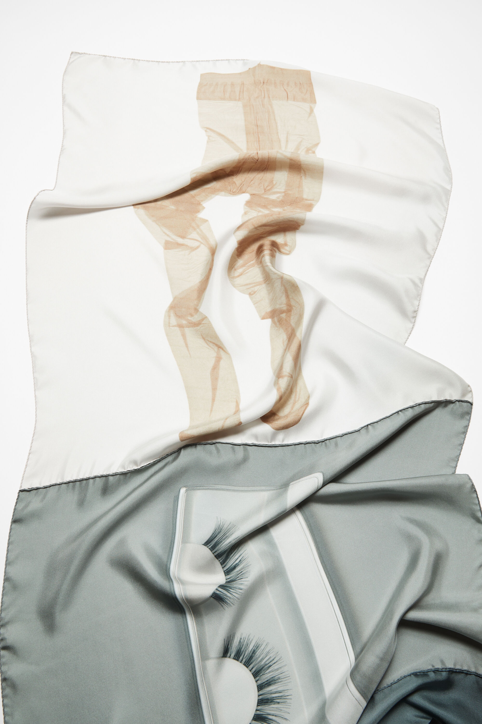 Print silk scarf - Grey/beige 5