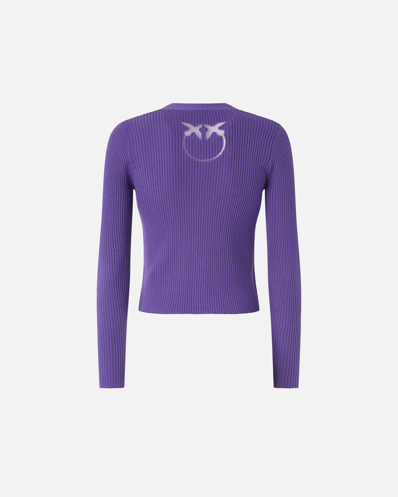 PINKO RIB-KNIT CARDIGAN WITH LOVE BIRDS LOGO outlook