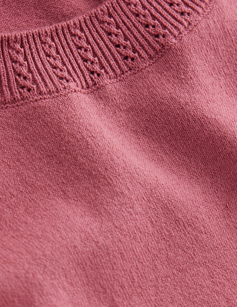 Emilia Cotton Crew Neck Vest-Pink Heather 1