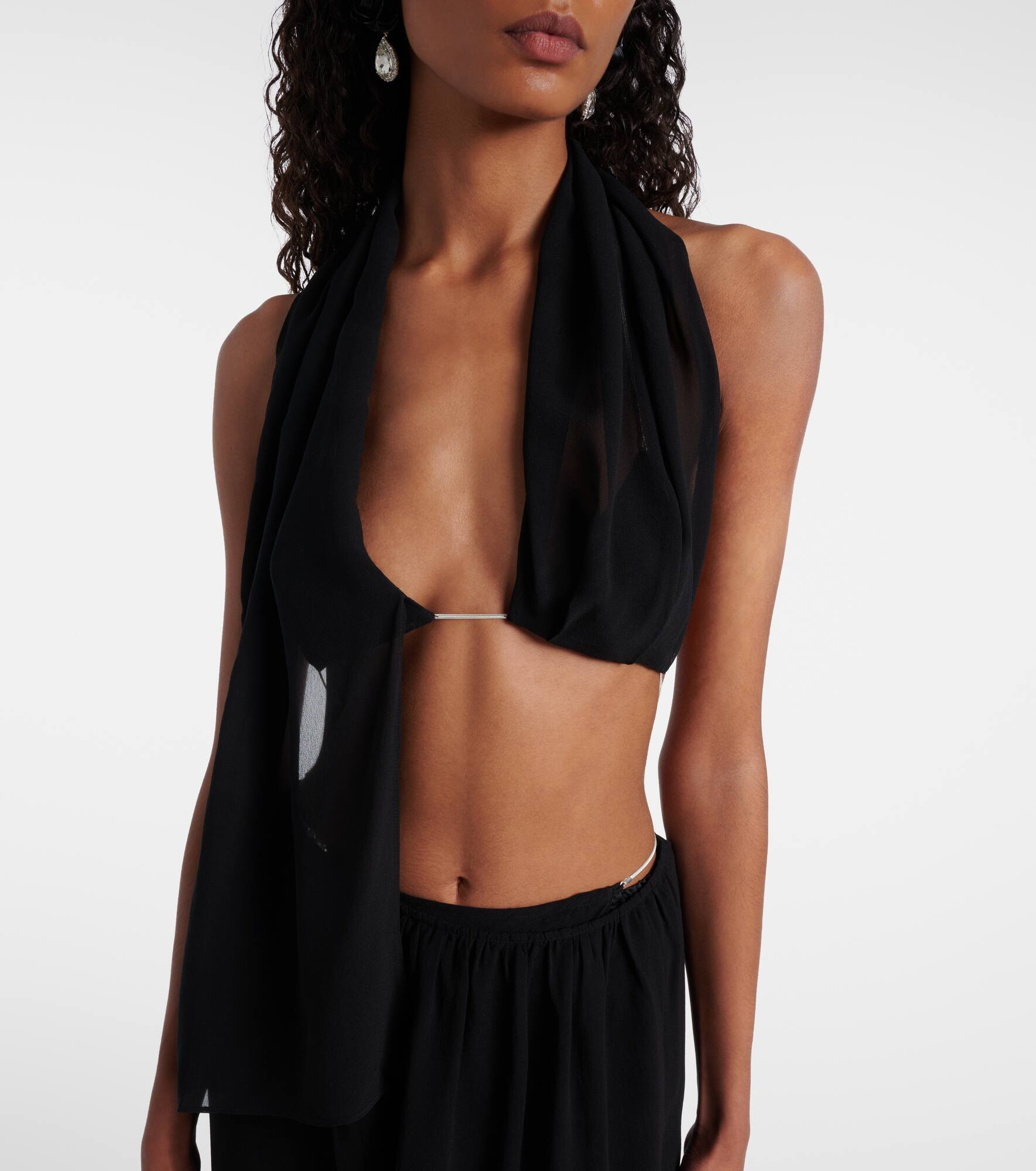 Open-back silk georgette top - 4