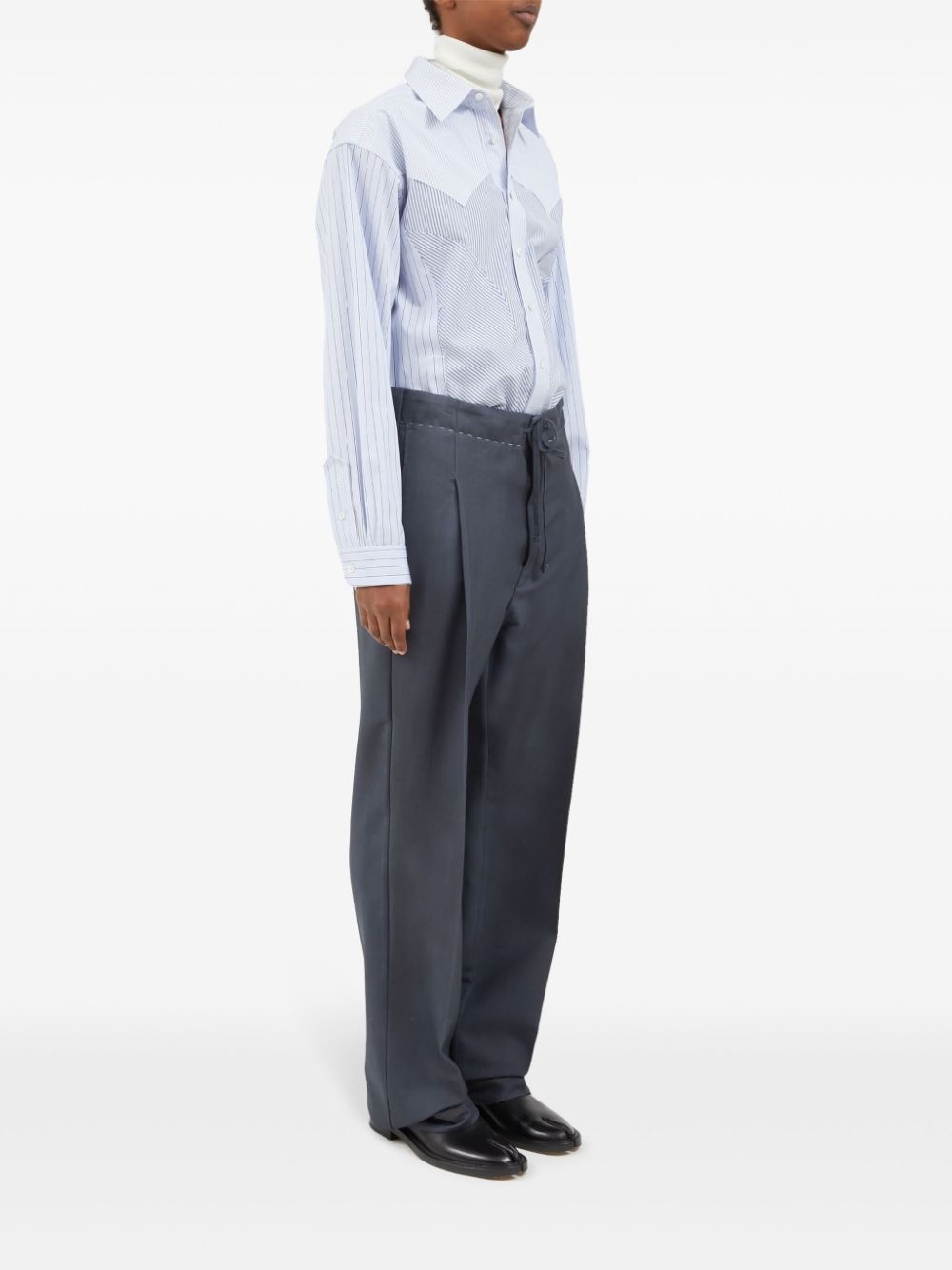 moiré-effect straight-leg trousers - 3