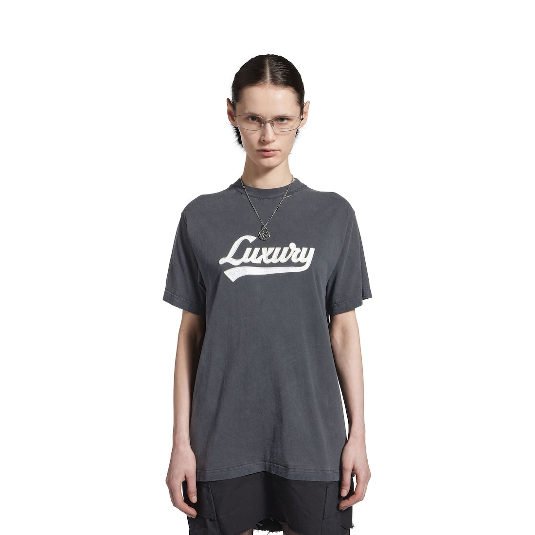 Women's Luxury Script Hybrid T-shirt Cargo Dress in Black - 5
