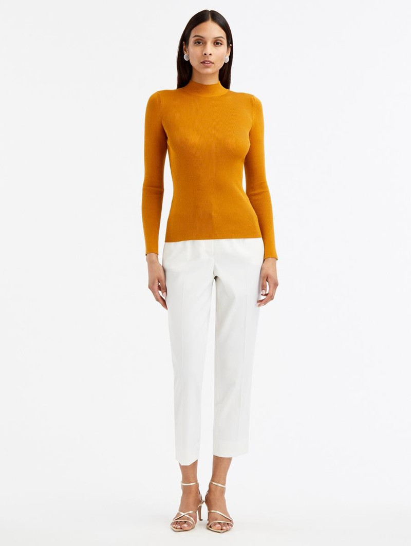 Oscar de la Renta LONG SLEEVE MOCK NECK RIBBED PULLOVER outlook