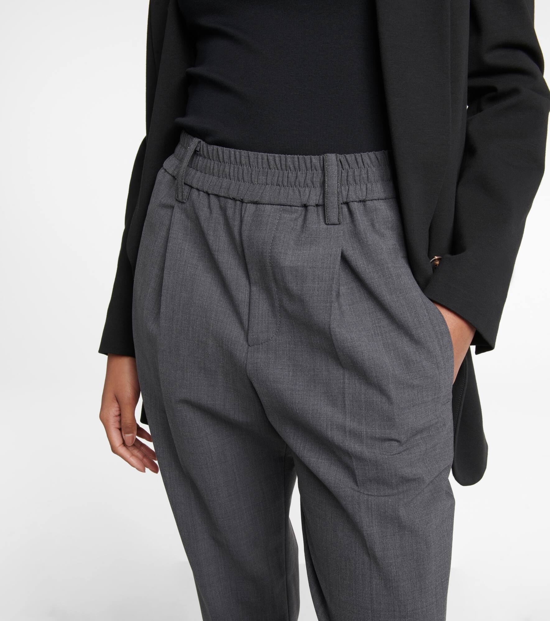 High-rise tapered wool-blend pants - 4