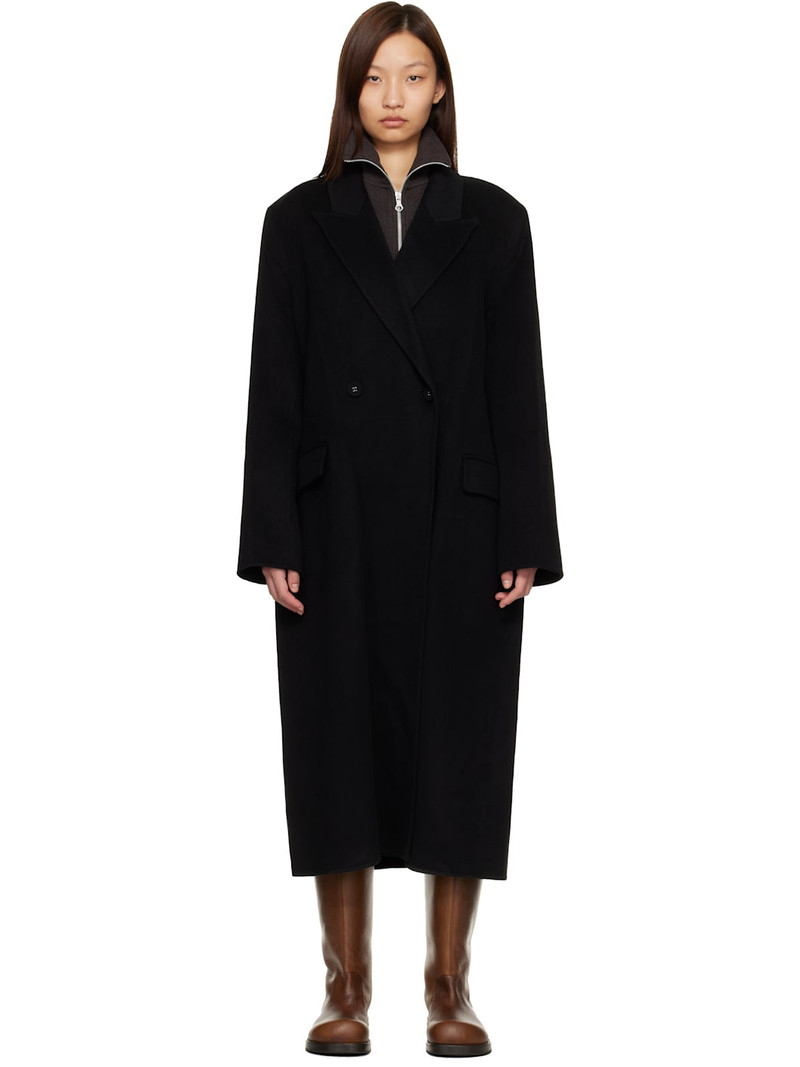 Black Double-Breasted Coat 1