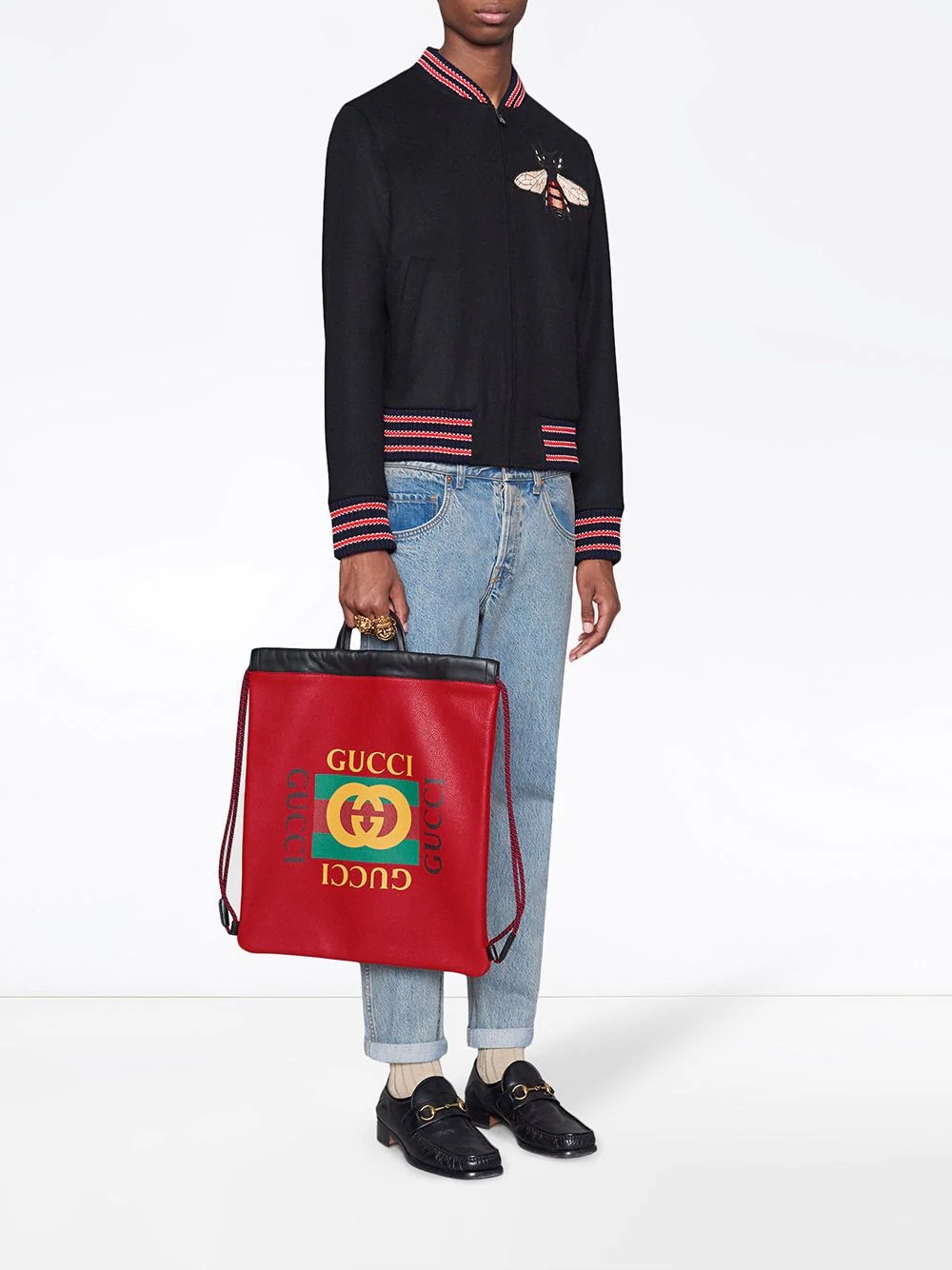 Gucci Print leather drawstring backpack - 8