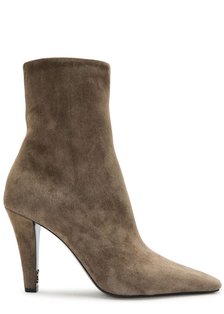 Saint Laurent Jill 95 Suede Ankle Boots - 1