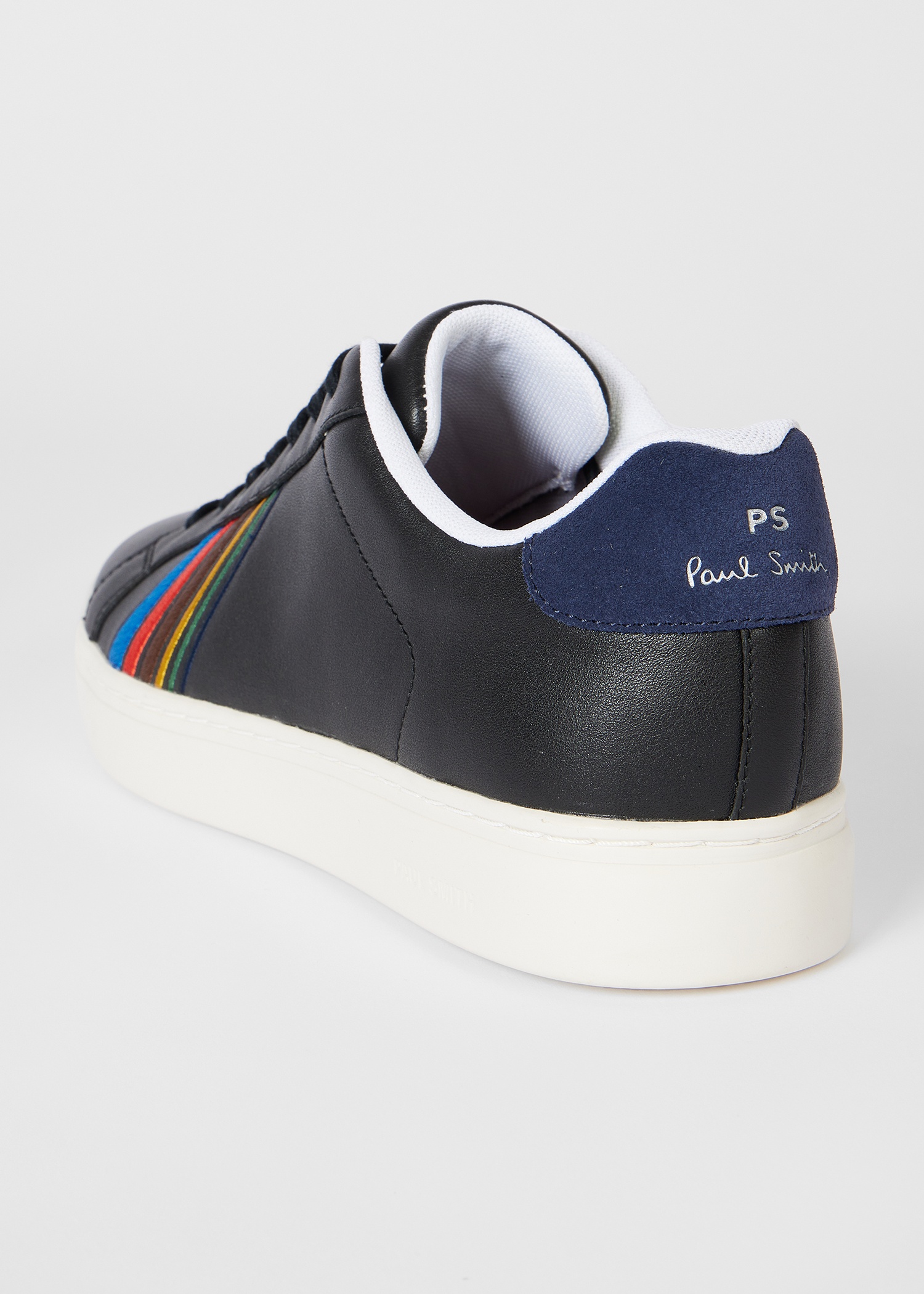 Black Leather 'Sports Stripe' 'Rex' Trainers - 5