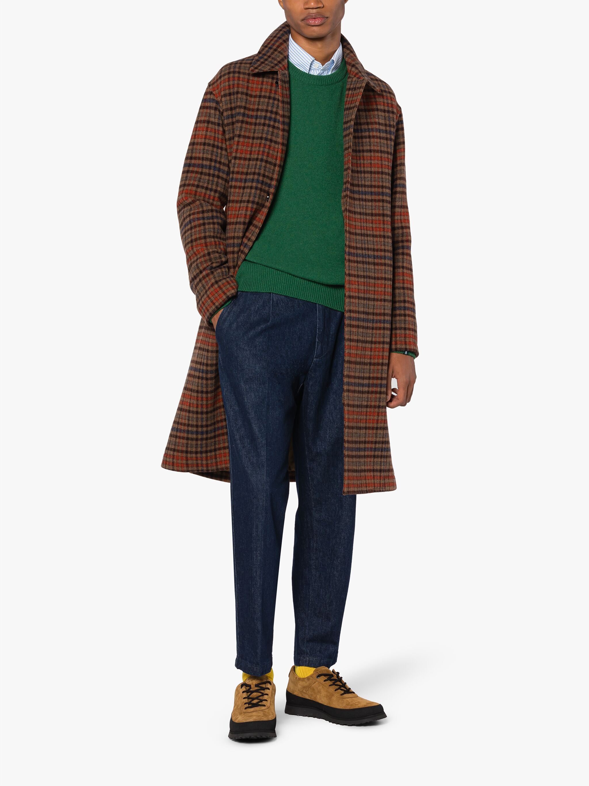 MILAN BROWN CHECK WOOL COAT - 2