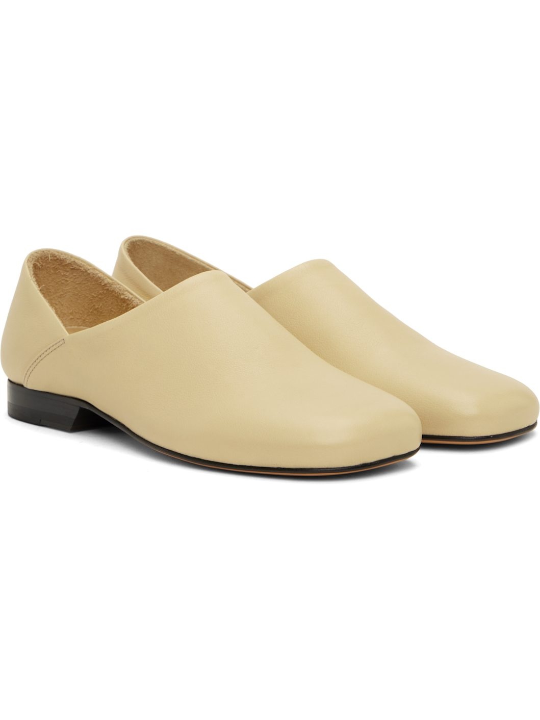 Beige Leather Slippers - 4