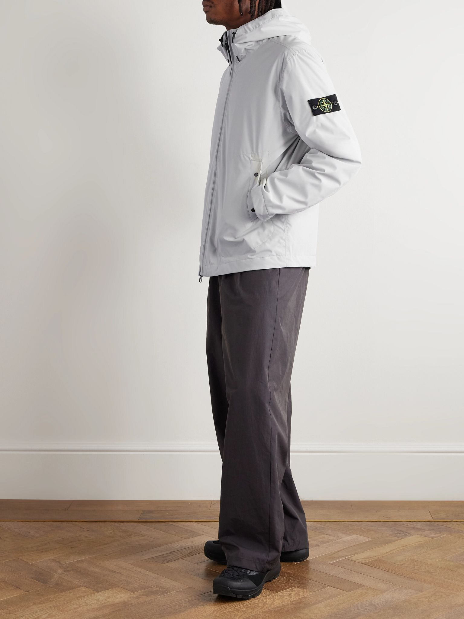 Logo-Appliquéd Padded Shell-R_e.dye® Hooded Jacket Gray - 2