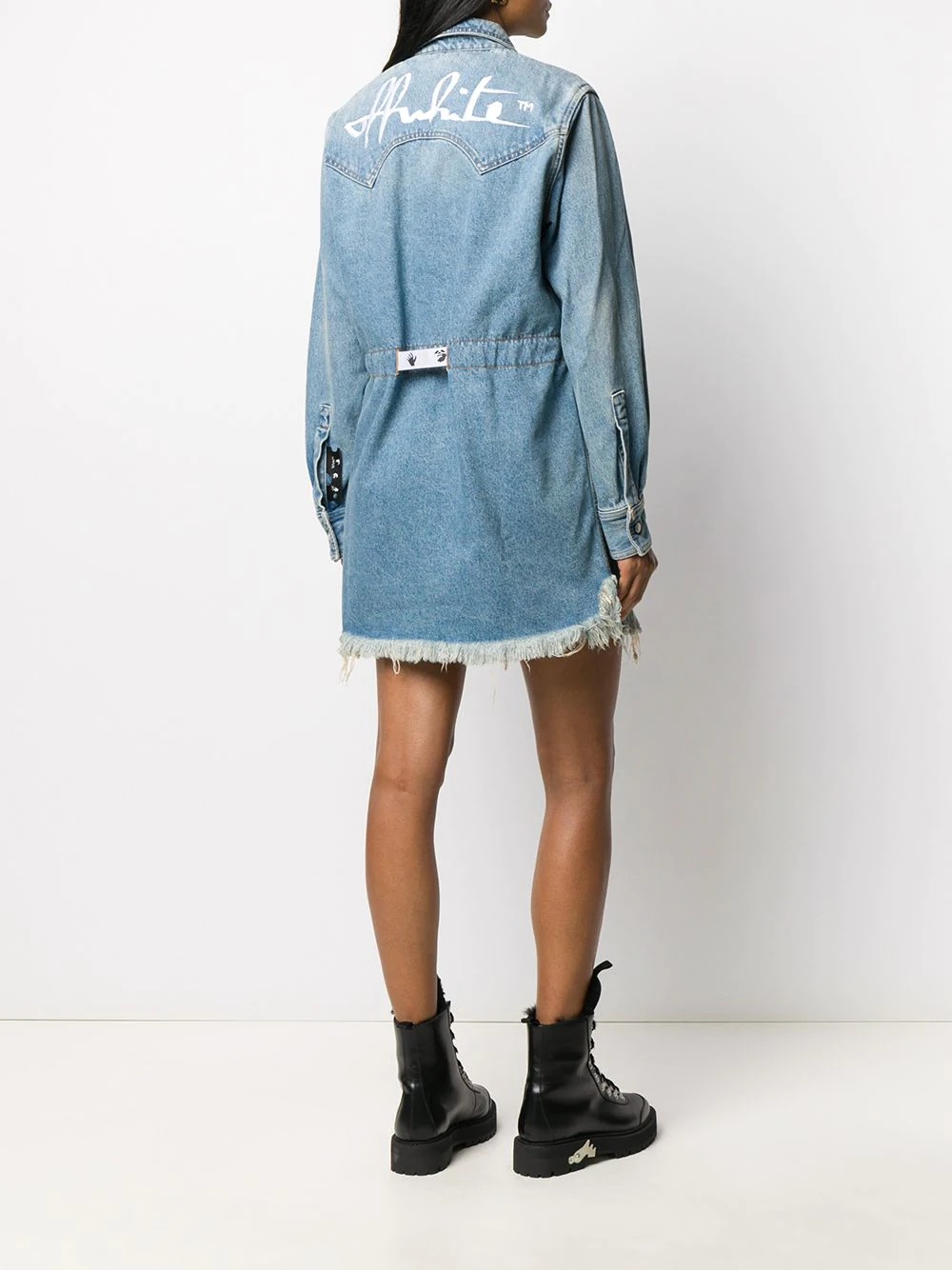 frayed Industrial belted denim dress - 4