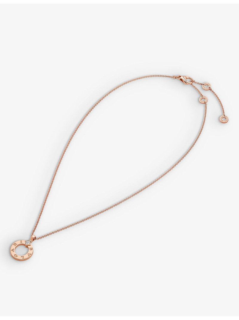 BVLGARI BVLGARI BVLGARI 18ct rose-gold and 0.09ct brilliant-cut diamond pendant necklace outlook
