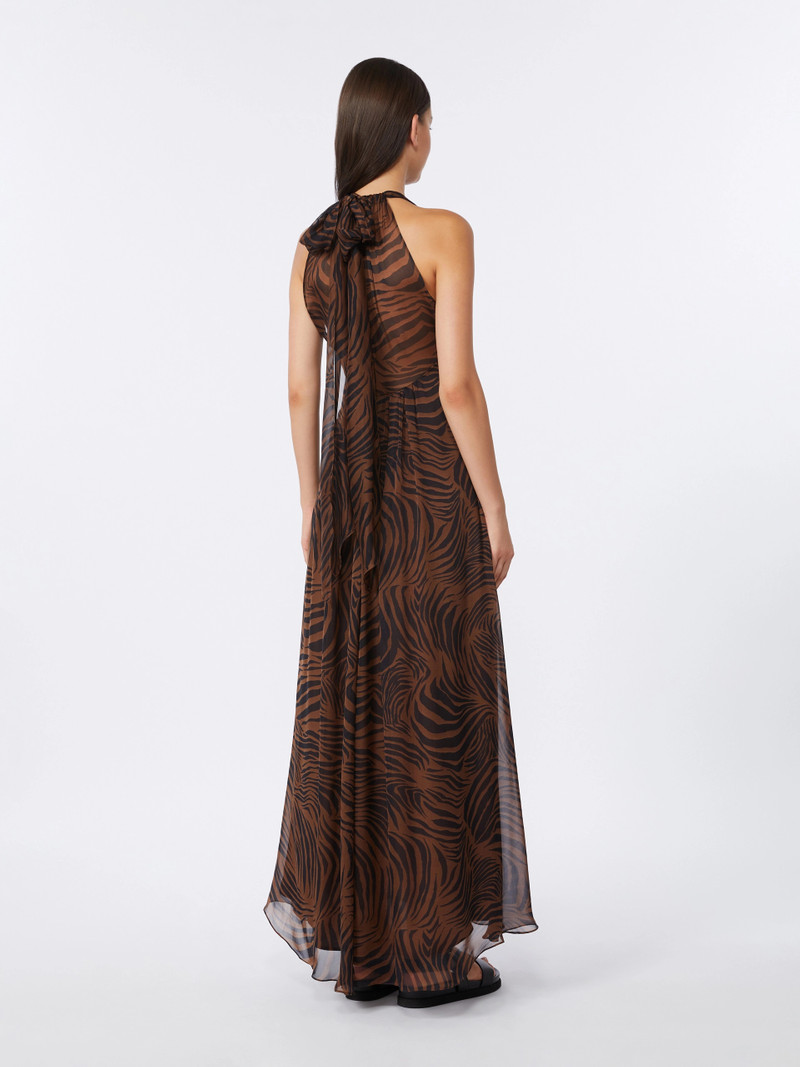SALICE Printed silk chiffon dress - BROWN 4