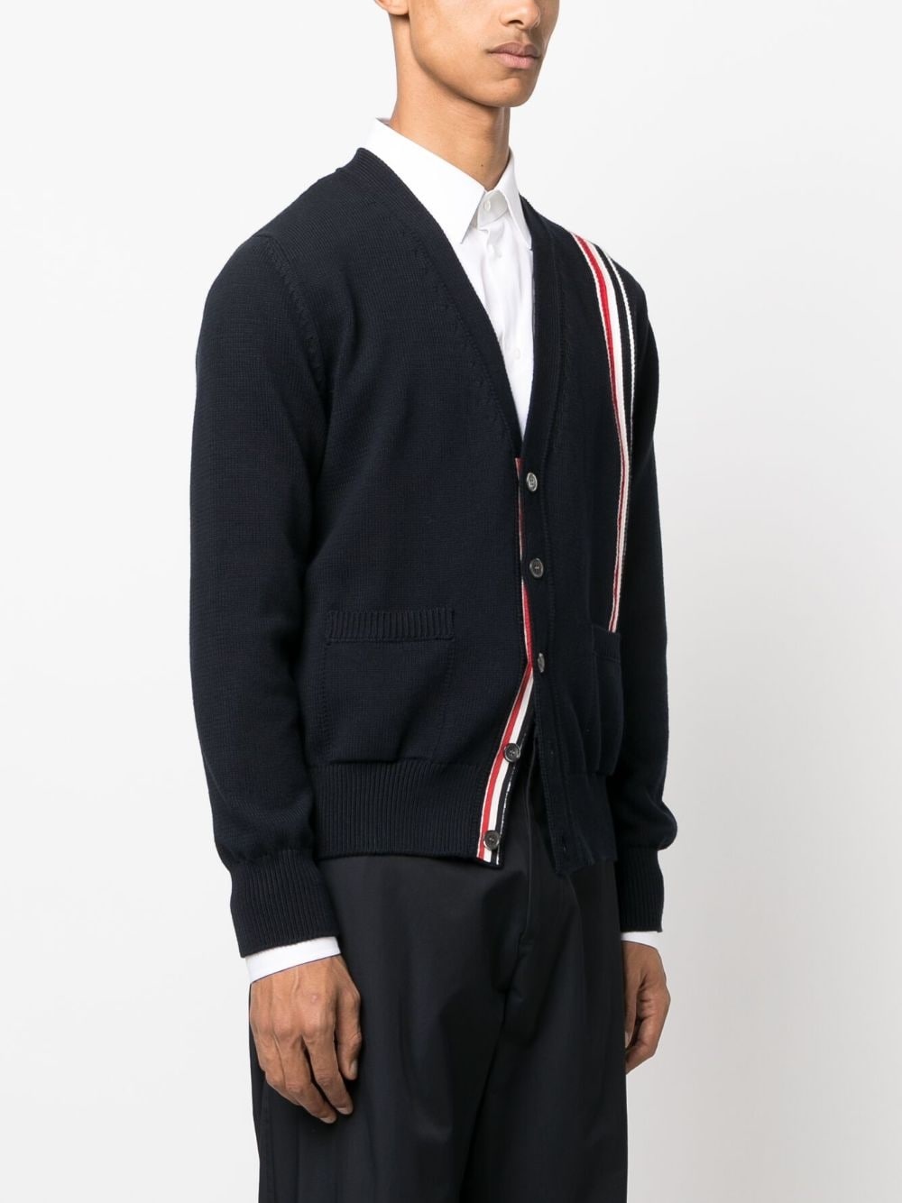 RWB stripe intarsia cotton cardigan - 3