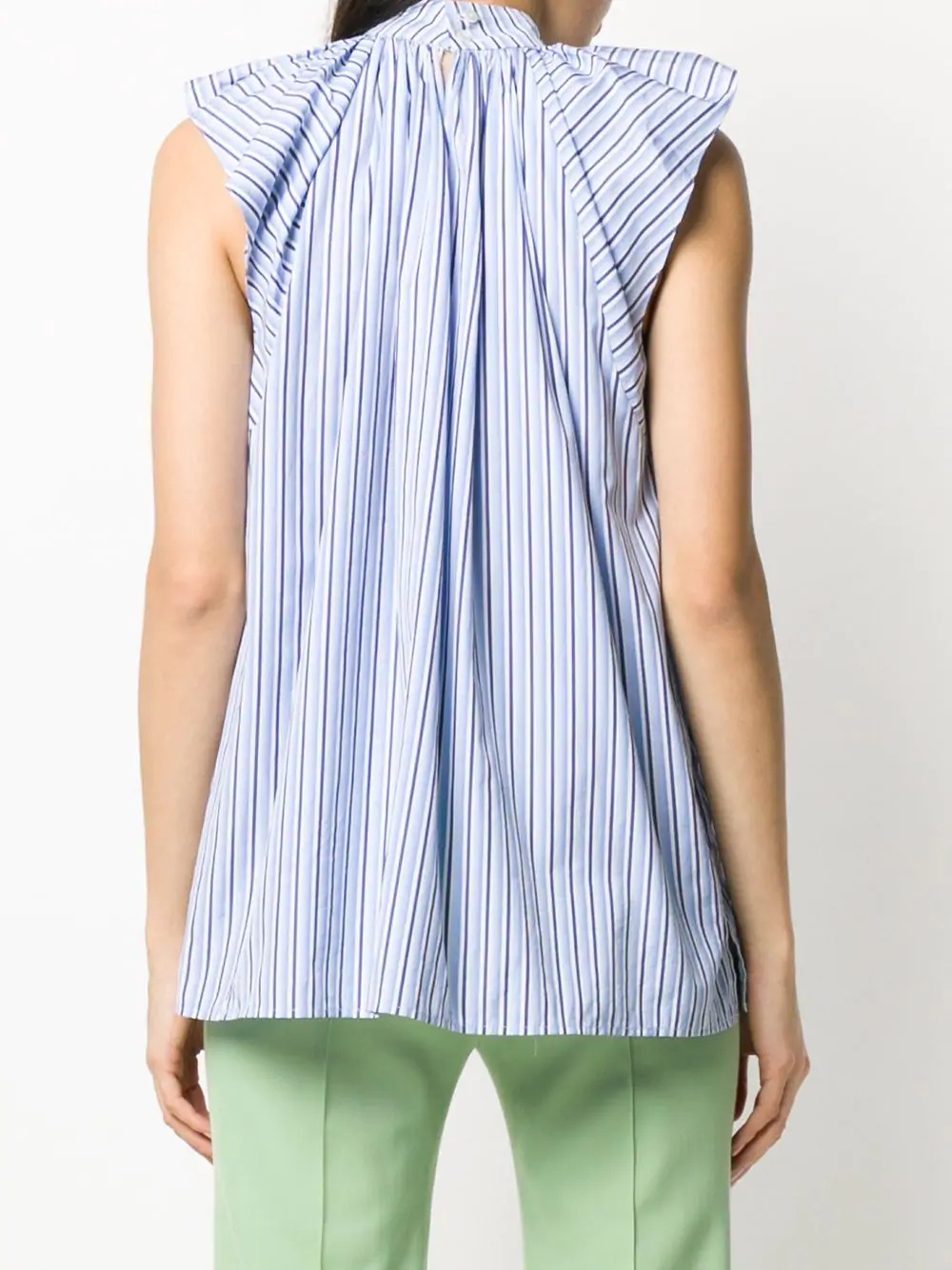 ruched shoulder striped blouse - 4