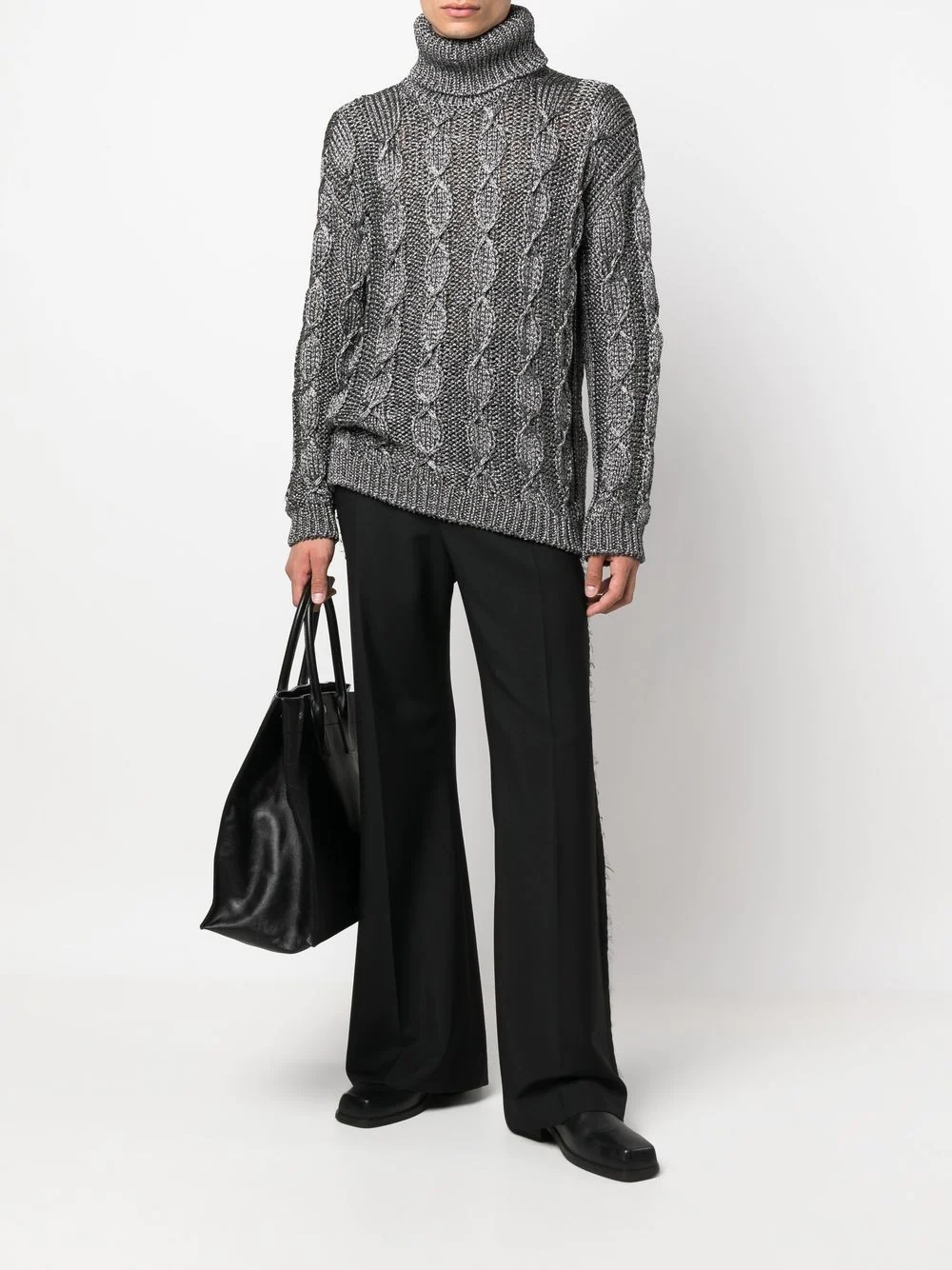 cable-knit roll-neck jumper - 2