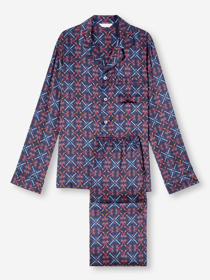 Men's Pyjamas Brindisi 93 Silk Satin Navy - 1