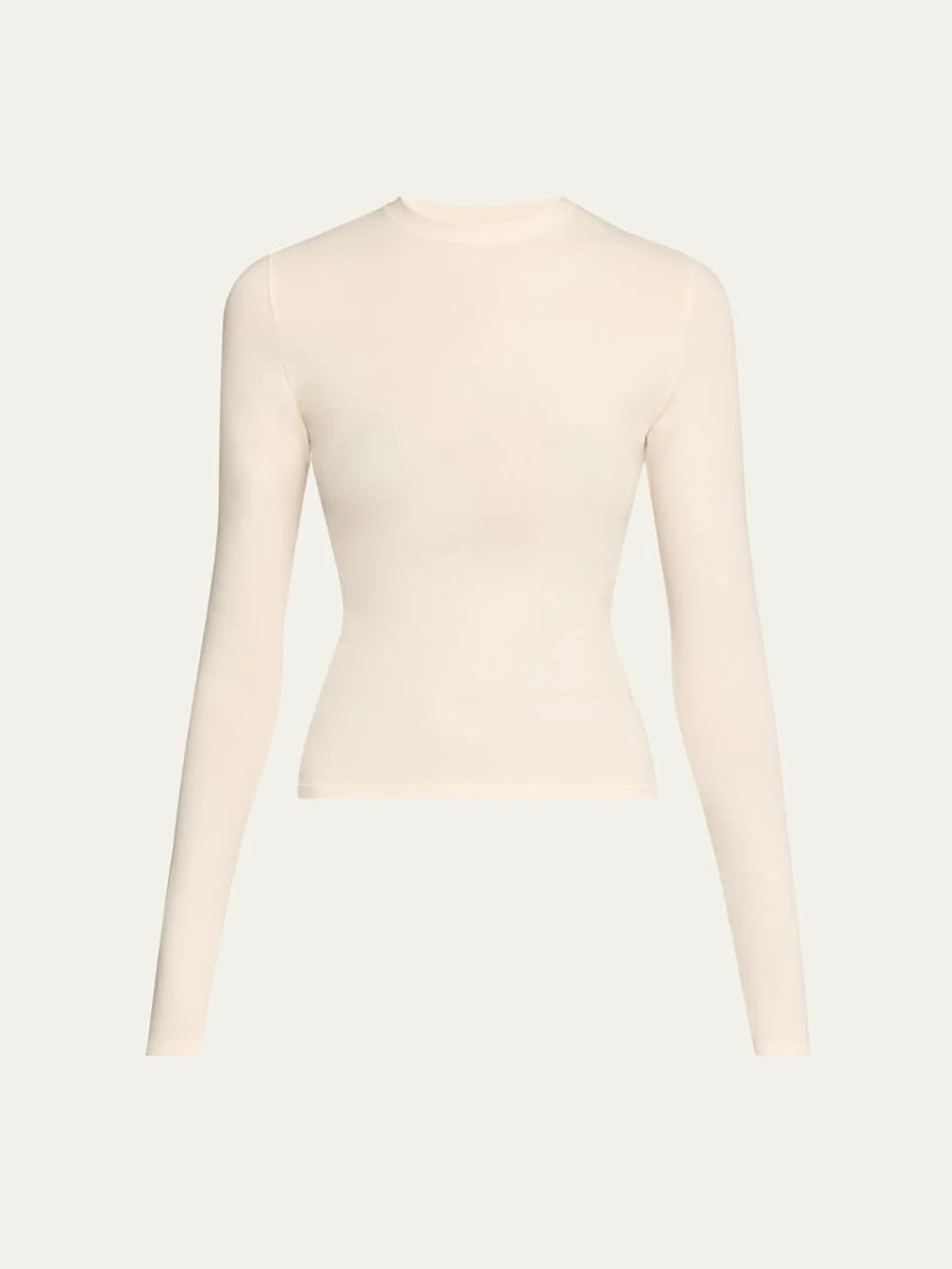 Cotton Jersey Long-Sleeve Crewneck T-Shirt - 1