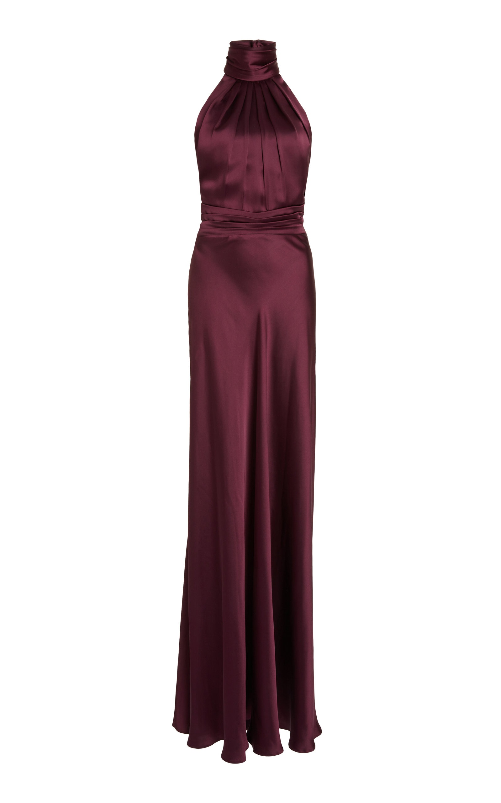 High Neck Satin Maxi Dress purple - 1