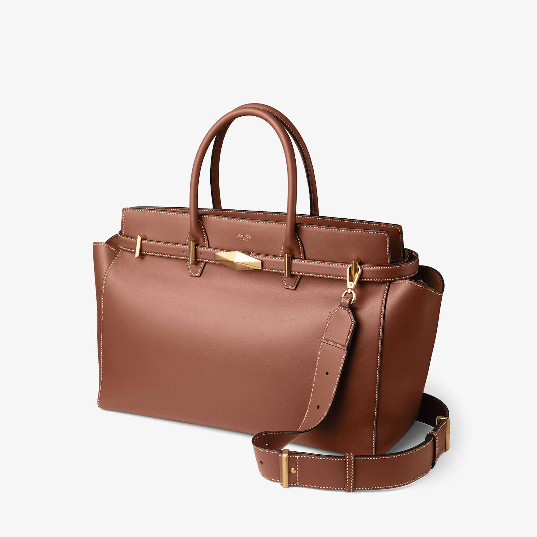 Diamond Belted Top Handle M
Tan Leather Top Handle Bag - 3