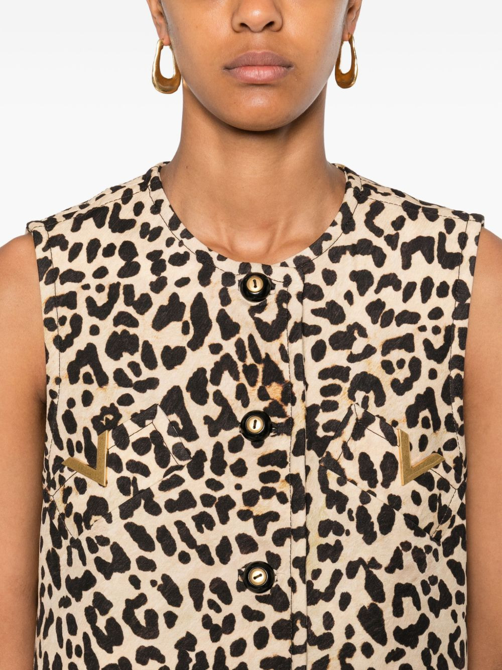 leopard print button-fastening jacket - 5