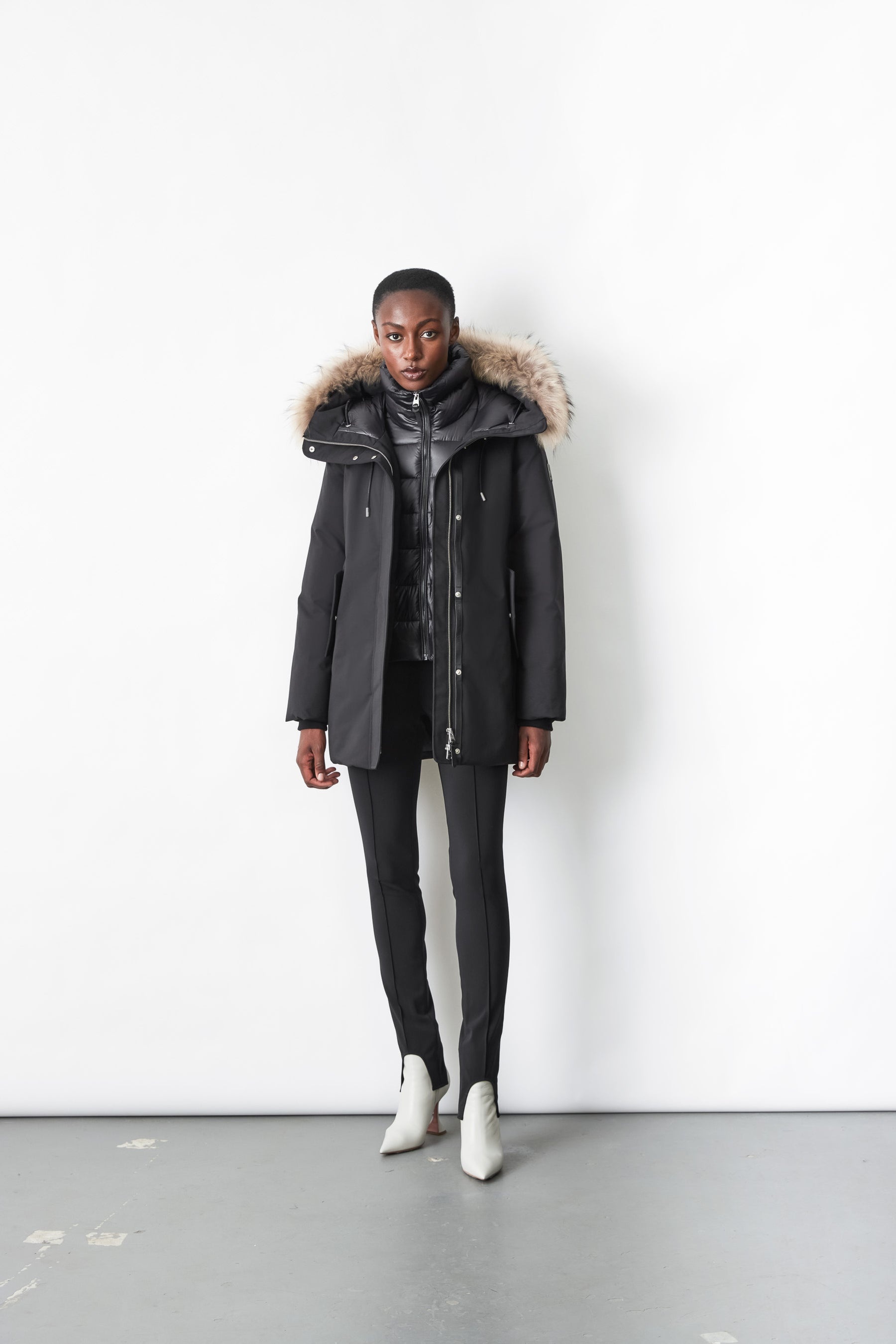 KINSLEE 2-in-1 oversized down parka with bib and natural fur - 9