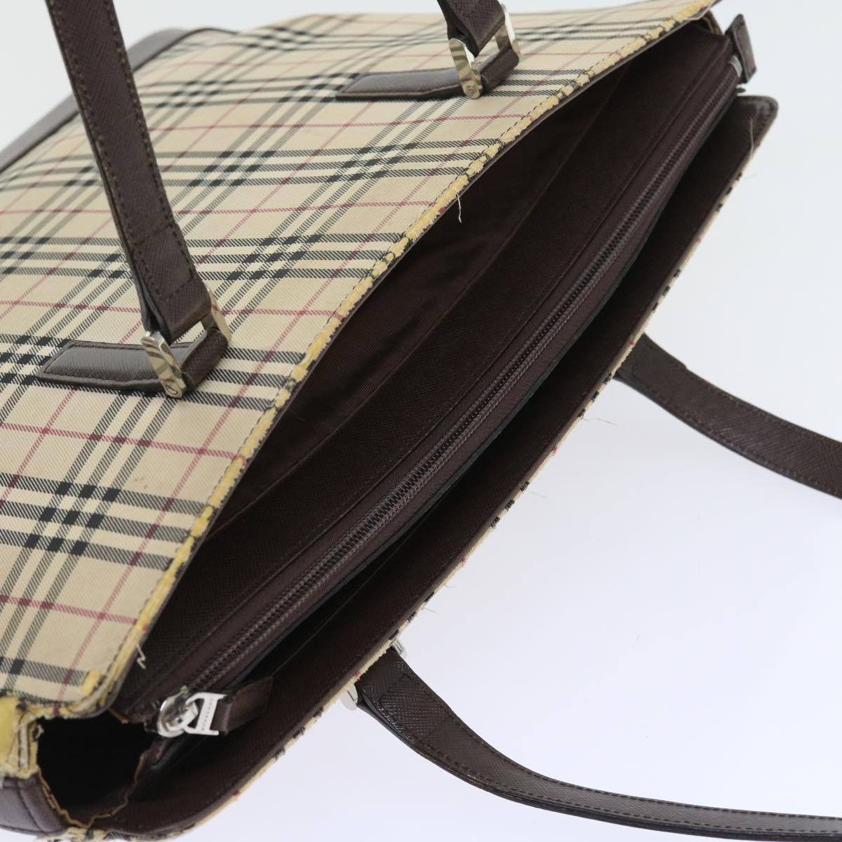 Burberry Nova Check Tote Bag Nylon Canvas Beige - 7